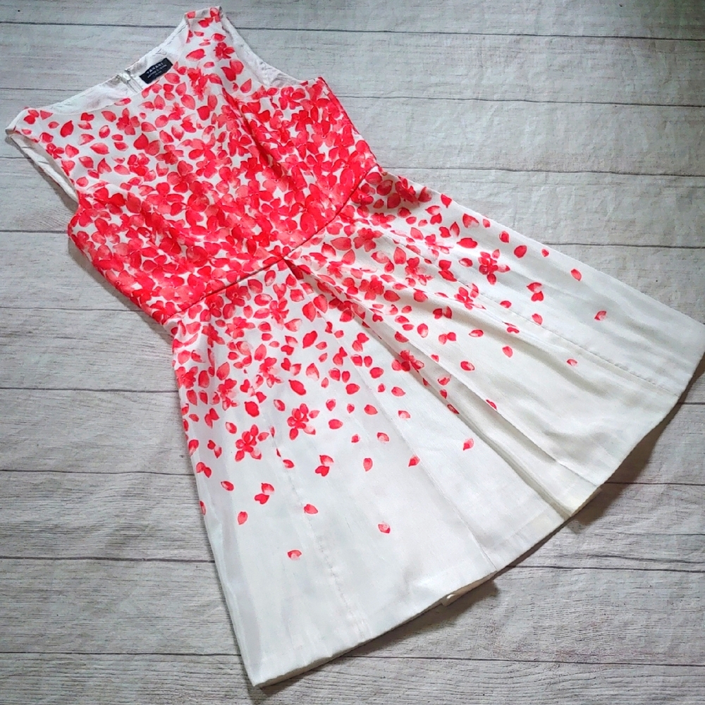 Tahari Pink Sleeveless A-Line FLORAL Dress